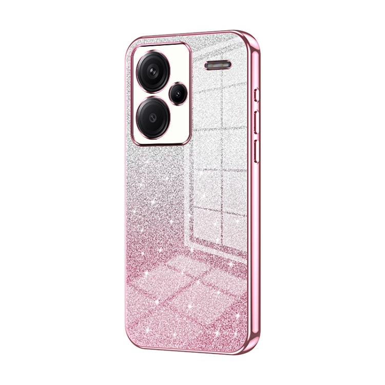 

For Xiaomi Redmi Note 13 Pro+ Gradient Glitter Powder Electroplated Phone Case(Pink)