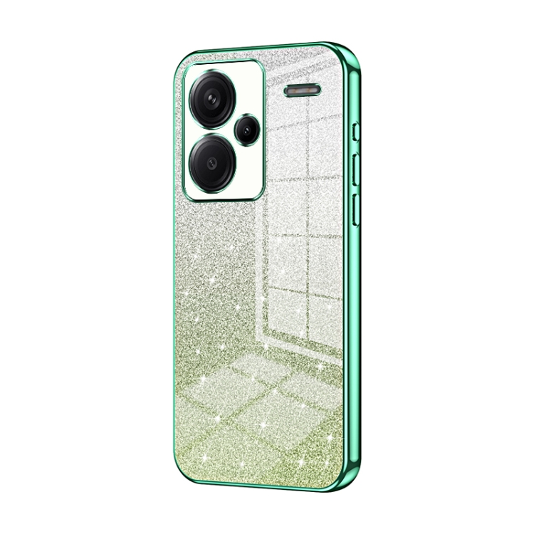 

For Xiaomi Redmi Note 13 Pro+ Gradient Glitter Powder Electroplated Phone Case(Green)
