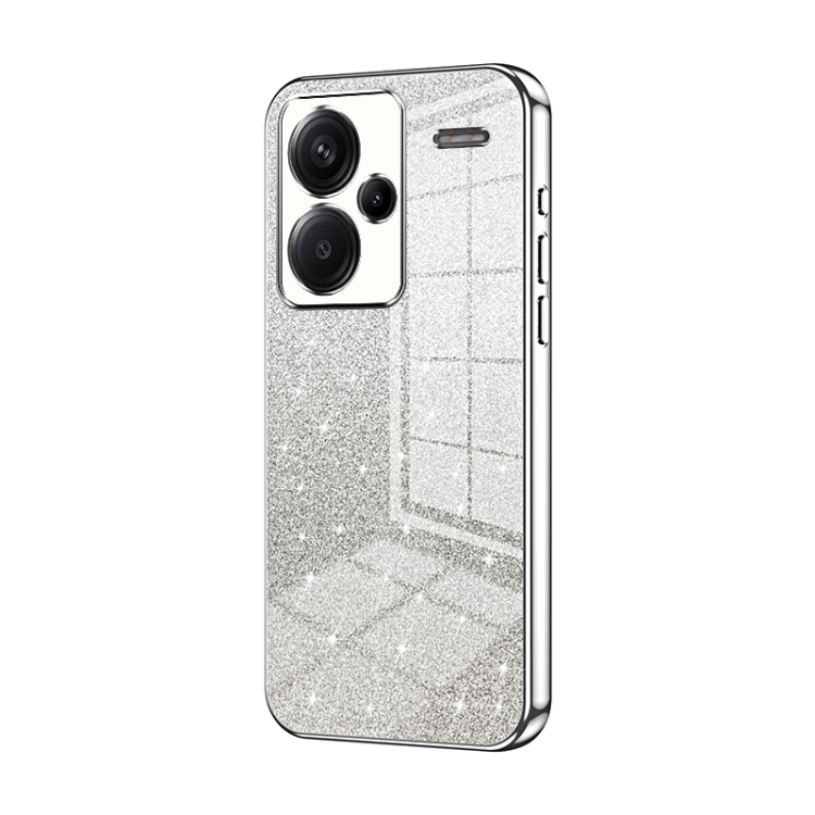 

For Xiaomi Redmi Note 13 Pro+ Gradient Glitter Powder Electroplated Phone Case(Silver)