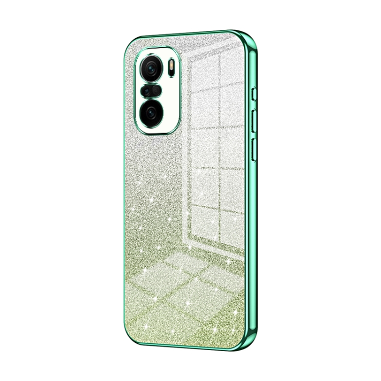 

For Xiaomi Redmi K40 / K40 Pro / K40 Pro+ Gradient Glitter Powder Electroplated Phone Case(Green)