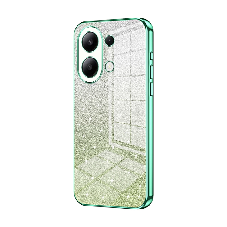 

For Xiaomi Redmi Note 13 4G Gradient Glitter Powder Electroplated Phone Case(Green)