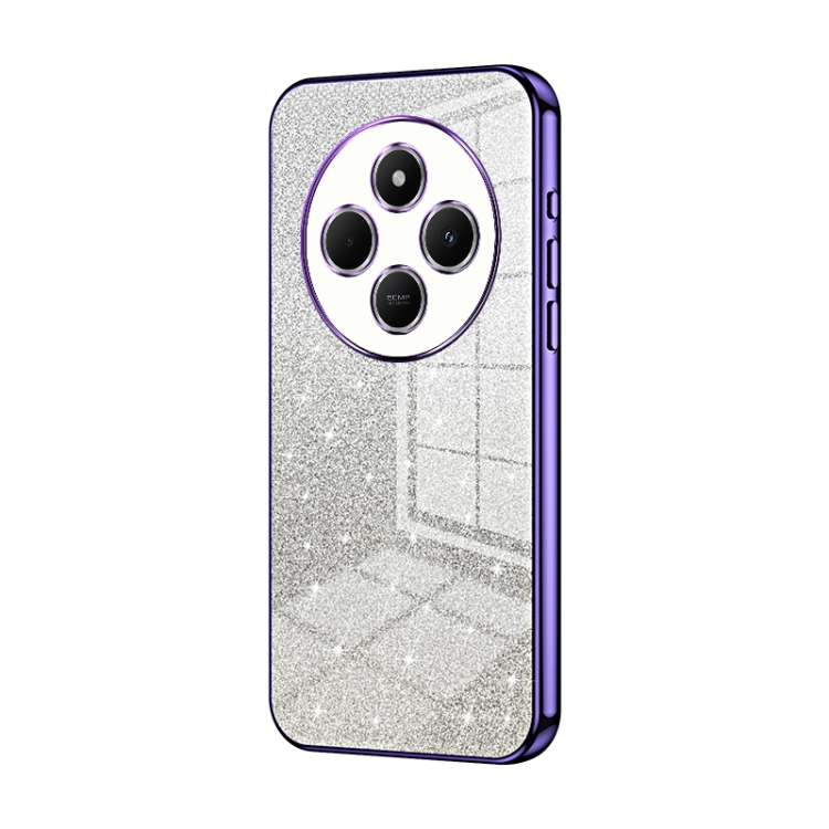 

For Redmi 14R Gradient Glitter Powder Electroplated Phone Case(Purple)
