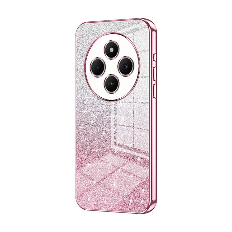 

For Redmi 14R Gradient Glitter Powder Electroplated Phone Case(Pink)