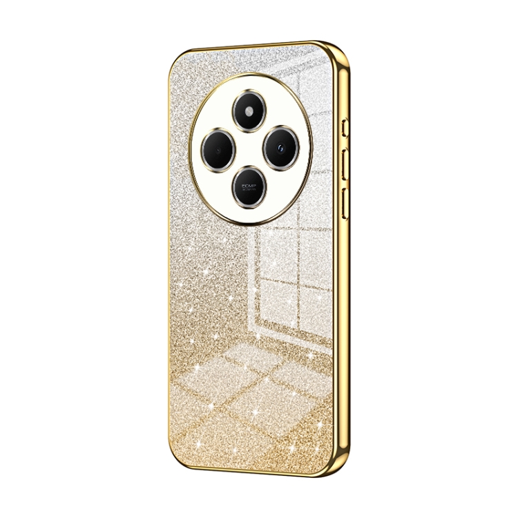 

For Redmi 14R Gradient Glitter Powder Electroplated Phone Case(Gold)
