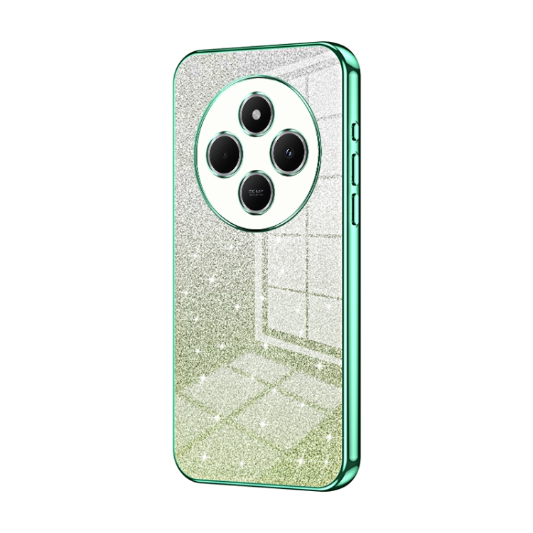 

For Redmi 14R Gradient Glitter Powder Electroplated Phone Case(Green)