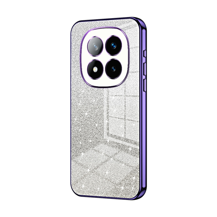 

For Redmi Note 14 Pro+ 5G Gradient Glitter Powder Electroplated Phone Case(Purple)
