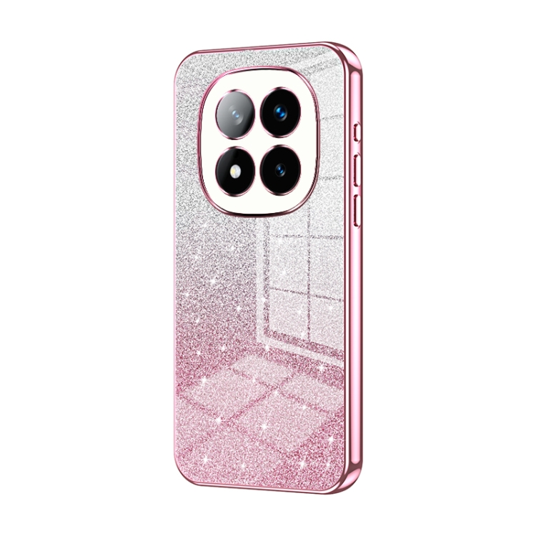 

For Redmi Note 14 Pro+ 5G Gradient Glitter Powder Electroplated Phone Case(Pink)
