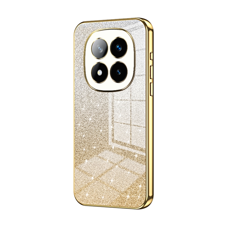 

For Redmi Note 14 Pro+ 5G Gradient Glitter Powder Electroplated Phone Case(Gold)