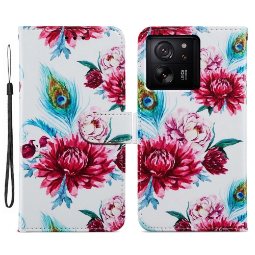 

For Xiaomi 13T 5G Painted Pattern Horizontal Flip Leather Phone Case(Peacock Flower)
