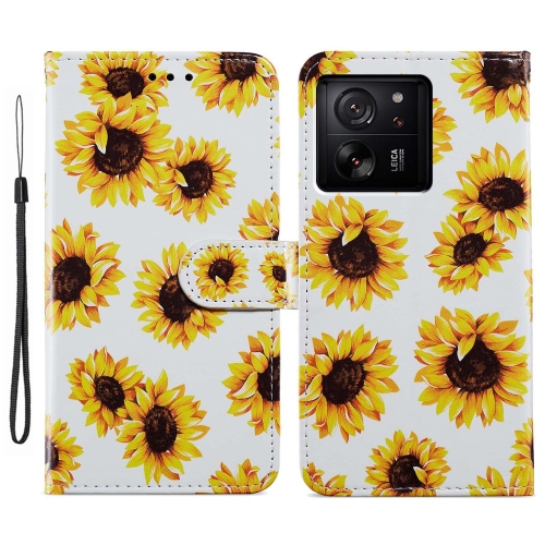 

For Xiaomi 13T 5G Painted Pattern Horizontal Flip Leather Phone Case(Sunflower)