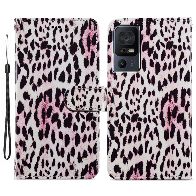 

For TCL 40 SE Painted Pattern Horizontal Flip Leather Phone Case(Leopard)