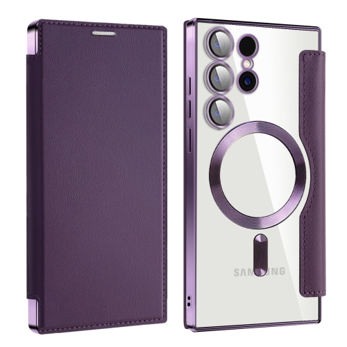 For Samsung Galaxy S24 Ultra 5G MagSafe Magnetic RFID Anti-theft Leather Phone Case(Dark Purple)