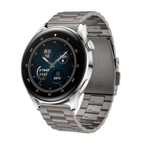 

For Huawei Watch GT4 / GT3 / GT2 46mm Three Strains Flat Buckle Titanium Steel Watch Band(Grey)
