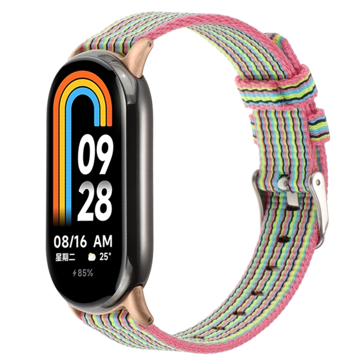 

For Xiaomi Mi Band 8 Nylon Canvas Watch Band(Colorful Stripe)