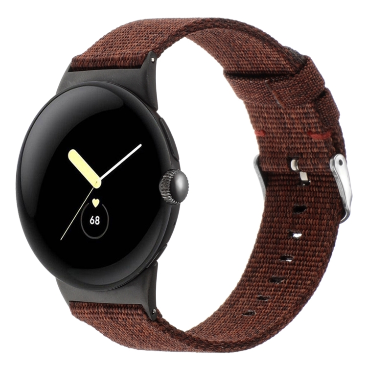 

For Google Pixel Watch 2 / Pixel Watch Nylon Canvas Watch Band(Wine Red)