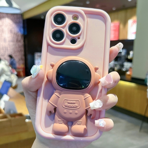 

For iPhone 14 Pro Astronaut 3D Relief Holder TPU + PC Full Coverage Phone Case(Pink)