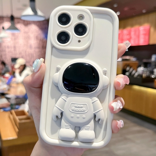 

For iPhone 11 Pro Max Astronaut 3D Relief Holder TPU + PC Full Coverage Phone Case(White)