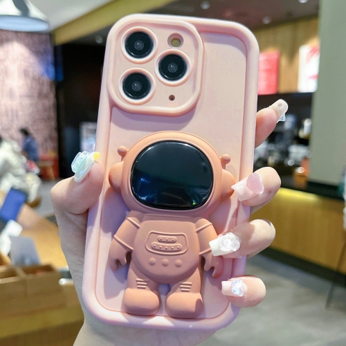 

For iPhone 11 Pro Max Astronaut 3D Relief Holder TPU + PC Full Coverage Phone Case(Pink)