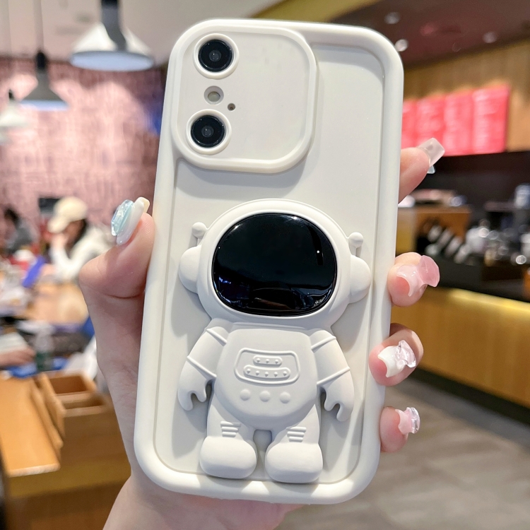 

For iPhone X / XS Astronaut 3D Relief Holder TPU + PC Full Coverage Phone Case(White)