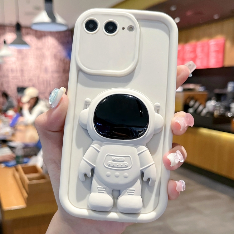 

For iPhone 7 Plus / 8 Plus Astronaut 3D Relief Holder TPU + PC Full Coverage Phone Case(White)