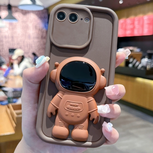 

For iPhone 7 Plus / 8 Plus Astronaut 3D Relief Holder TPU + PC Full Coverage Phone Case(Brown)