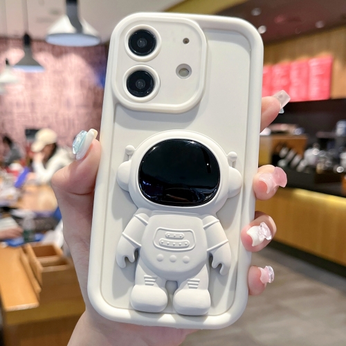 

For iPhone 12 Astronaut 3D Relief Holder TPU + PC Full Coverage Phone Case(White)
