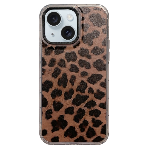 

For iPhone 15 Dual-sided IMD Leopard Print PC + TPU Phone Case