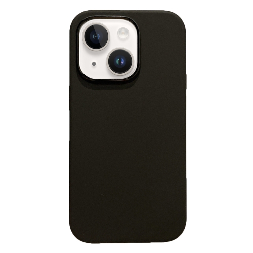 

For iPhone 15 Electroplated Metal Lens Frame Design MagSafe Silicone Phone Case(Black)