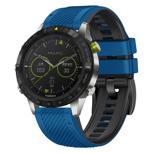

For Garmin Fenix 7X Twill Two Color Quick Release Silicone Watch Band(Royal Blue Black)
