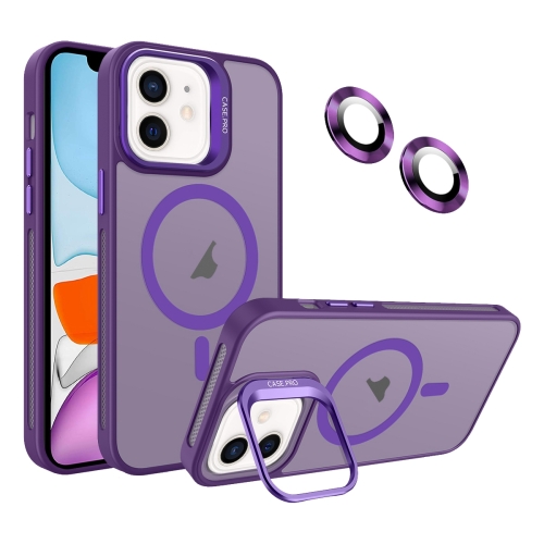 

For iPhone 11 Invisible Lens Holder MagSafe Phone Case(Dark Purple)