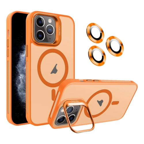 

For iPhone 11 Pro Invisible Lens Holder MagSafe Phone Case(Orange)