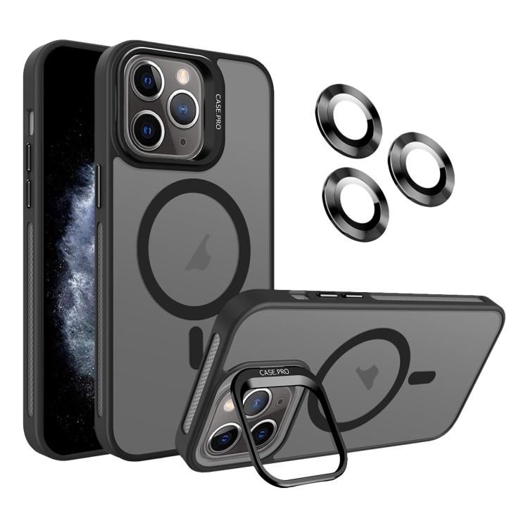 

For iPhone 11 Pro Invisible Lens Holder MagSafe Phone Case(Black)