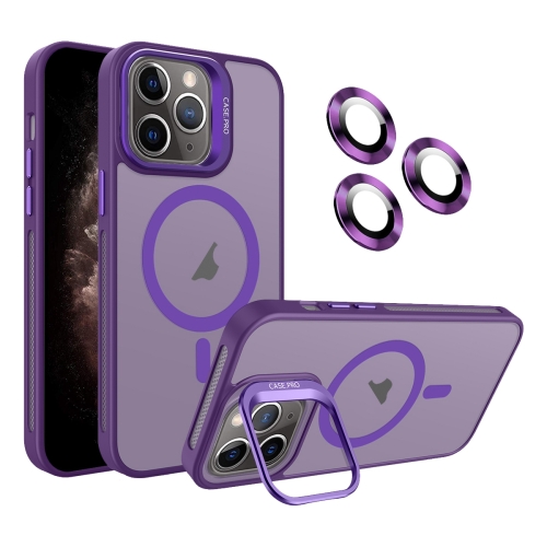 

For iPhone 11 Pro Max Invisible Lens Holder MagSafe Phone Case(Dark Purple)