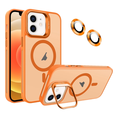 

For iPhone 12 Invisible Lens Holder MagSafe Phone Case(Orange)