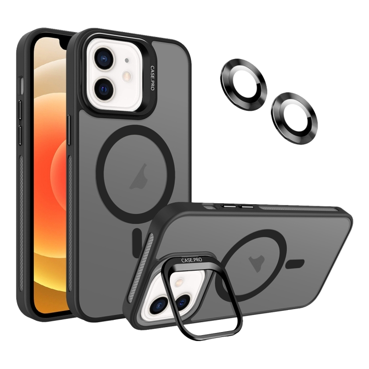 

For iPhone 12 Invisible Lens Holder MagSafe Phone Case(Black)