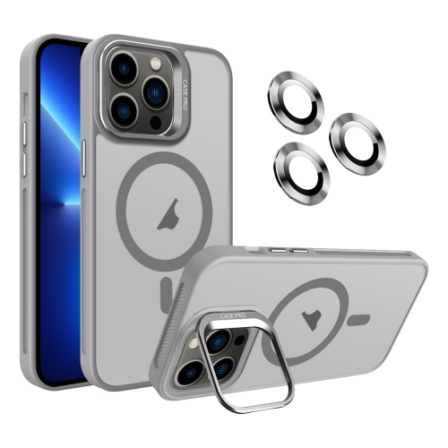 

For iPhone 13 Pro Invisible Lens Holder MagSafe Phone Case(Grey)
