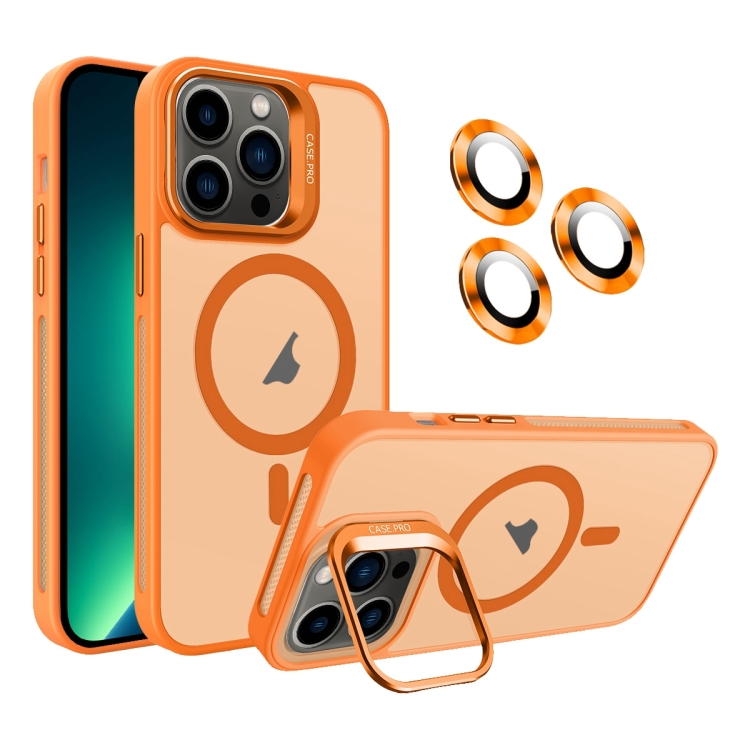 

For iPhone 13 Pro Max Invisible Lens Holder MagSafe Phone Case(Orange)