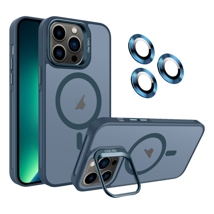 

For iPhone 13 Pro Max Invisible Lens Holder MagSafe Phone Case(Navy Blue)