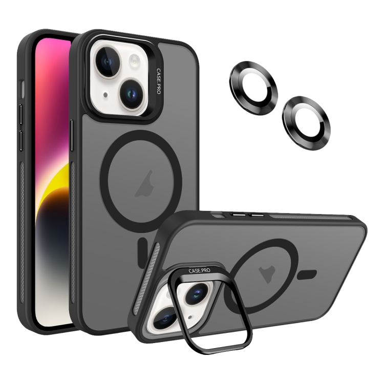 

For iPhone 14 Invisible Lens Holder MagSafe Phone Case(Black)