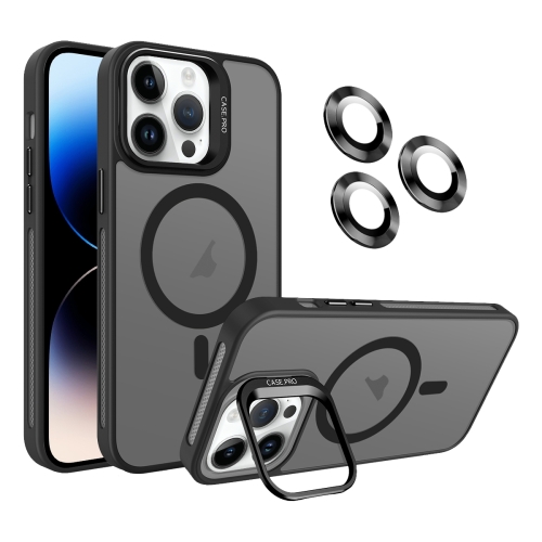 

For iPhone 14 Pro Invisible Lens Holder MagSafe Phone Case(Black)
