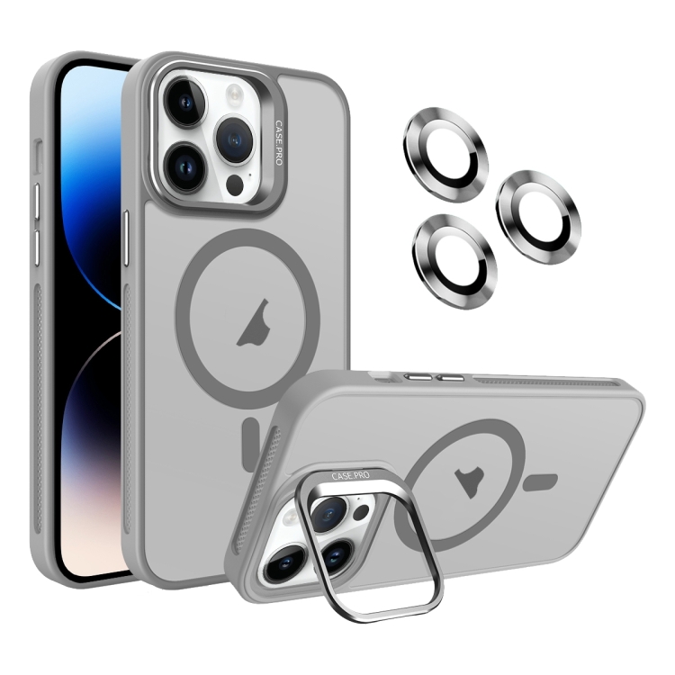 

For iPhone 14 Pro Max Invisible Lens Holder MagSafe Phone Case(Grey)