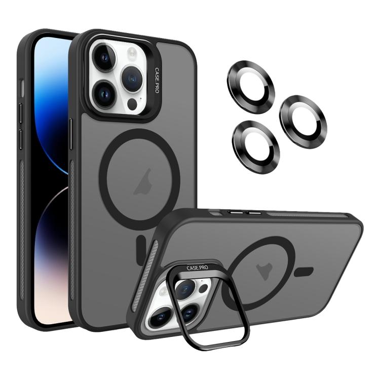 

For iPhone 14 Pro Max Invisible Lens Holder MagSafe Phone Case(Black)