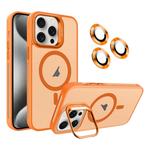 

For iPhone 15 Pro Invisible Lens Holder MagSafe Phone Case(Orange)