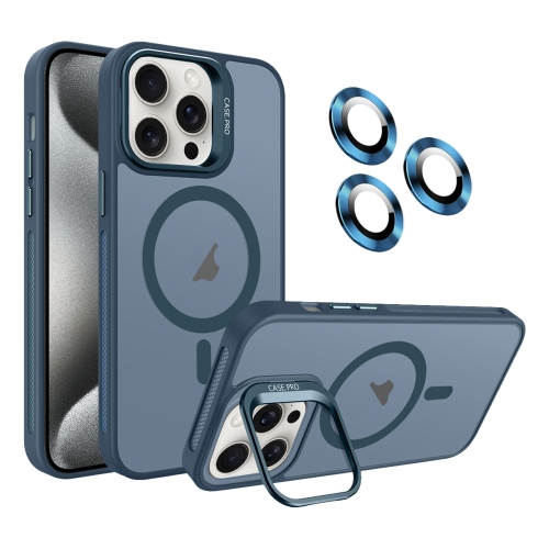 

For iPhone 15 Pro Max Invisible Lens Holder MagSafe Phone Case(Navy Blue)