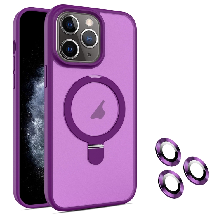 

For iPhone 11 Pro MagSafe Magnetic Holder Phone Case(Dark Purple)