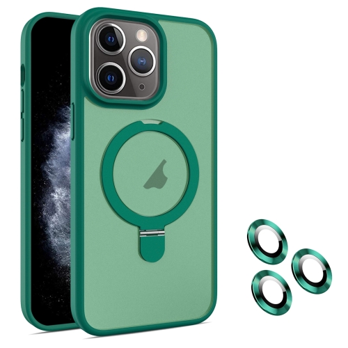 

For iPhone 11 Pro MagSafe Magnetic Holder Phone Case(Dark Green)