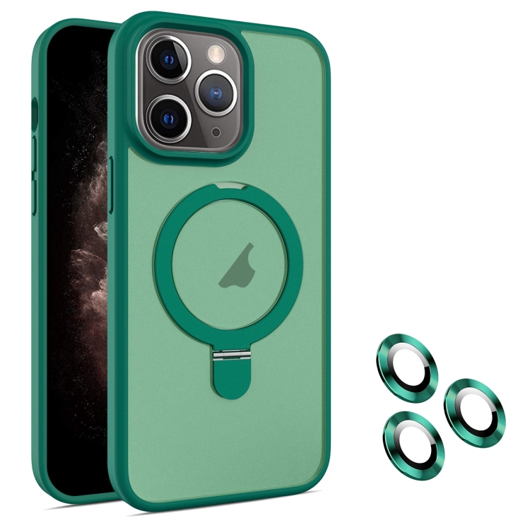 

For iPhone 11 Pro Max MagSafe Magnetic Holder Phone Case(Dark Green)