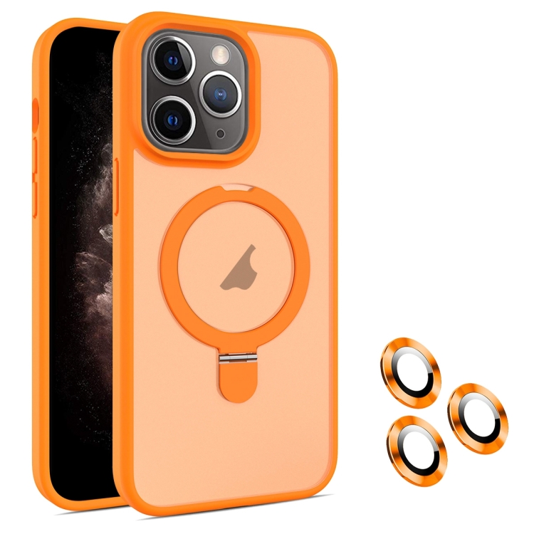 

For iPhone 11 Pro Max MagSafe Magnetic Holder Phone Case(Orange)