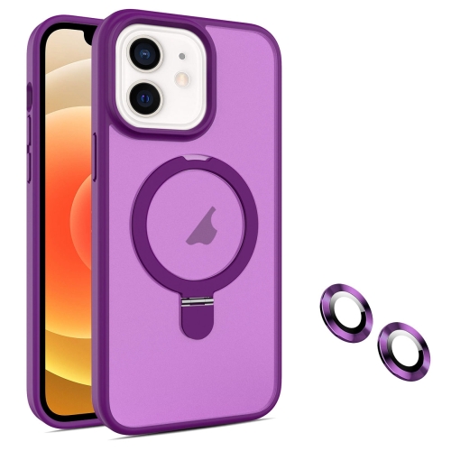 

For iPhone 12 MagSafe Magnetic Holder Phone Case(Dark Purple)