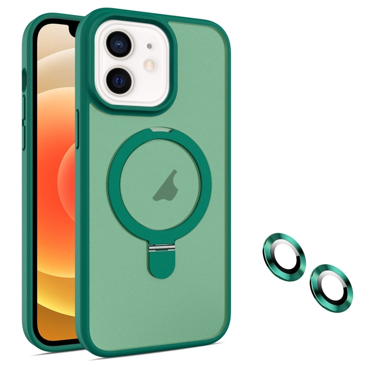 

For iPhone 12 MagSafe Magnetic Holder Phone Case(Dark Green)